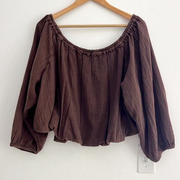 Free People We The Free All About The Bubble Tee Brown NWOT - Picture 8 of 12